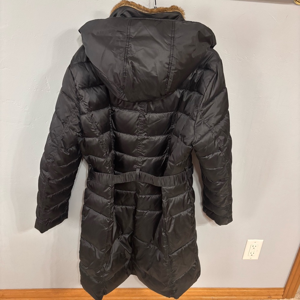 EUC Nine West Black Belted Hooded Puffer Coat - Sz XXL fits like XL - Picture 2 of 11